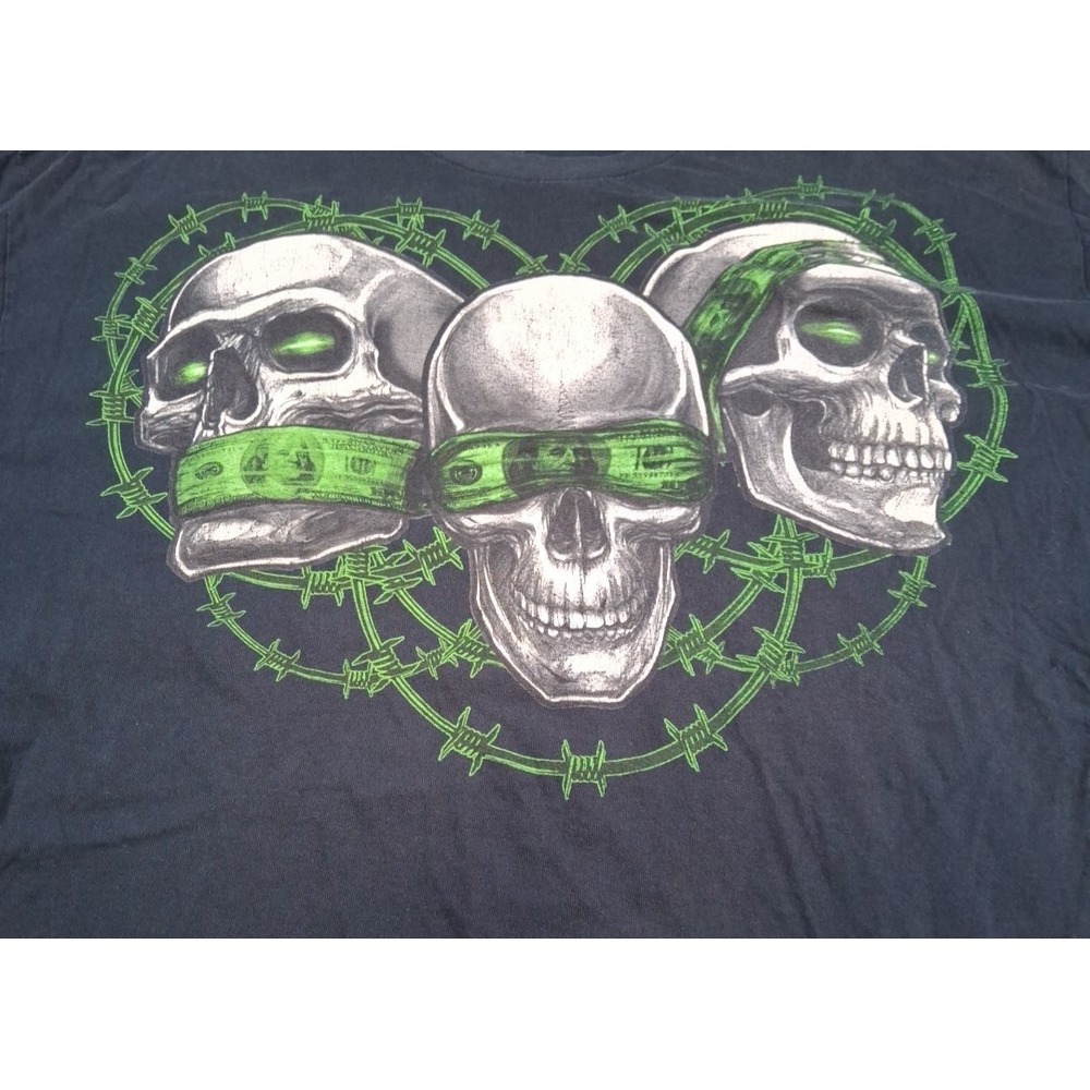Y2k Skull Money Barbwire T Shirt 3xl Graphic Print - Picture 2 of 8